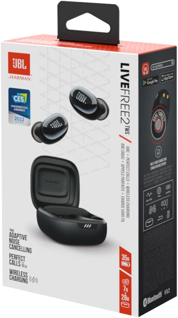 JBL Live Free 2 Noise Cancelling Wireless Bluetooth Earbuds - Black