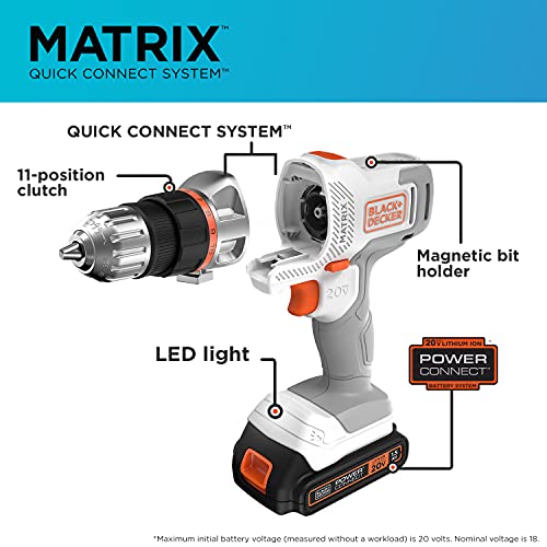 Kit combiné sans fil Matrix 20 V Max de Black &amp; Decker - Blanc et orange 