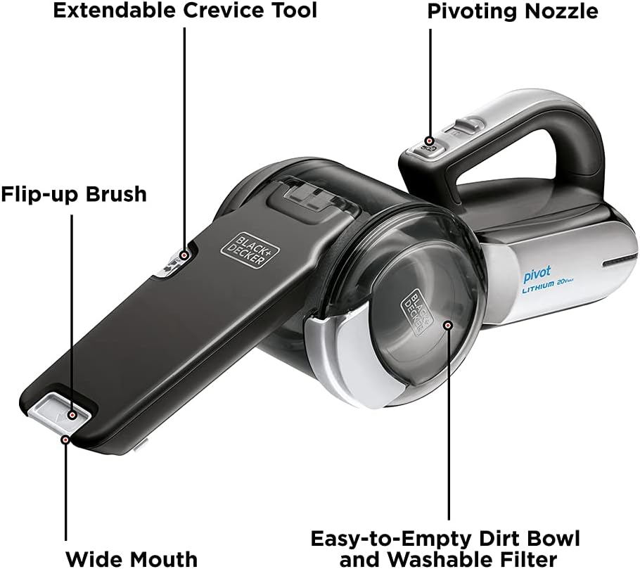 Black & Decker 20V Max Lithium Pivot Vacuum - Black