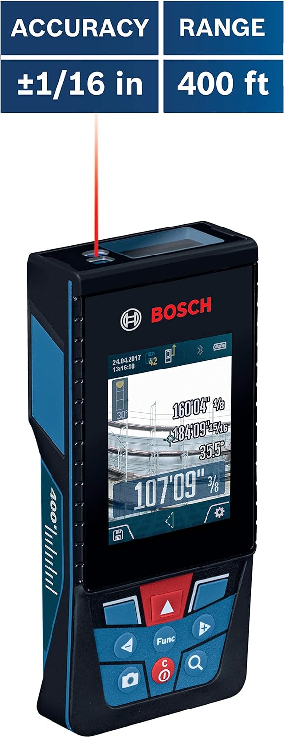 Bosch Blaze Outdoor Mesure laser connectée Bluetooth 400 pieds avec caméra et batterie lithium-ion