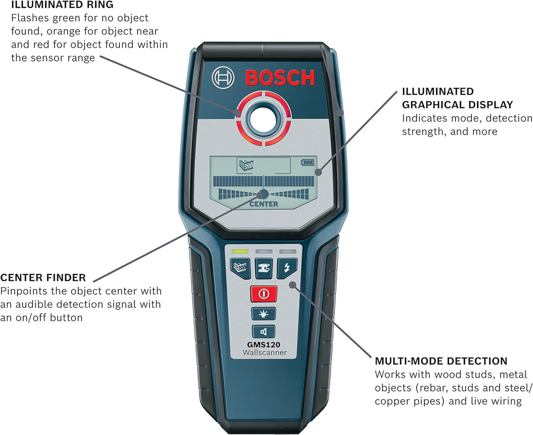Multi-scanner numérique Bosch avec modes pour le bois, le métal et le câblage sous tension 