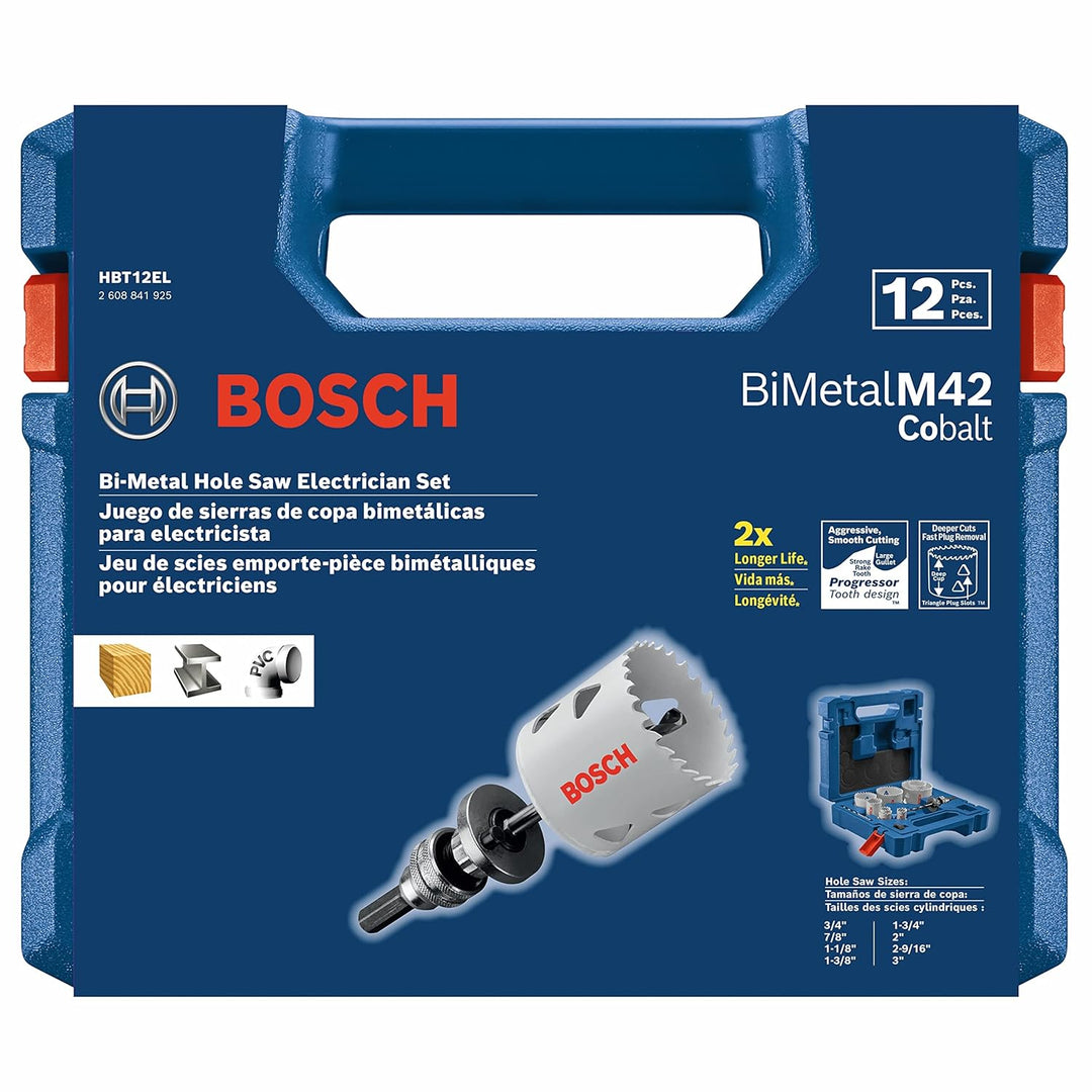 Ensemble de scies-cloches pour électricien bimétallique à fente en T Bosch, 12 pièces 