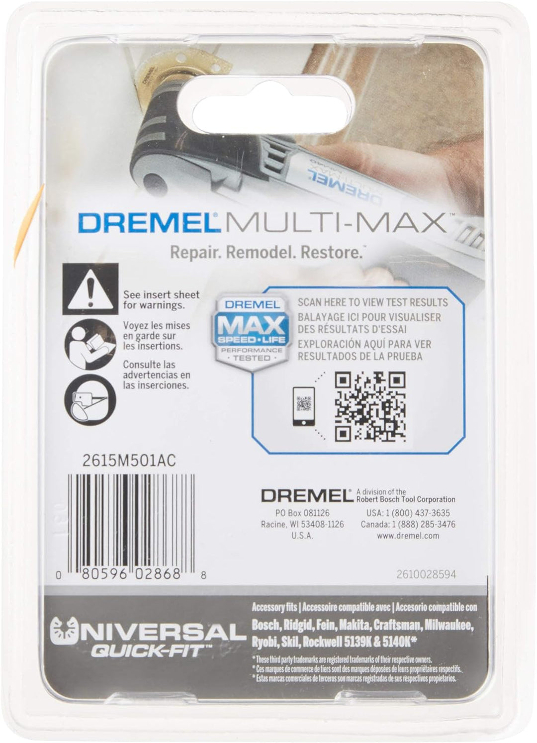 Bosch Dremel Lame oscillante pour outil multifonction 1/16" pour enlever le coulis 