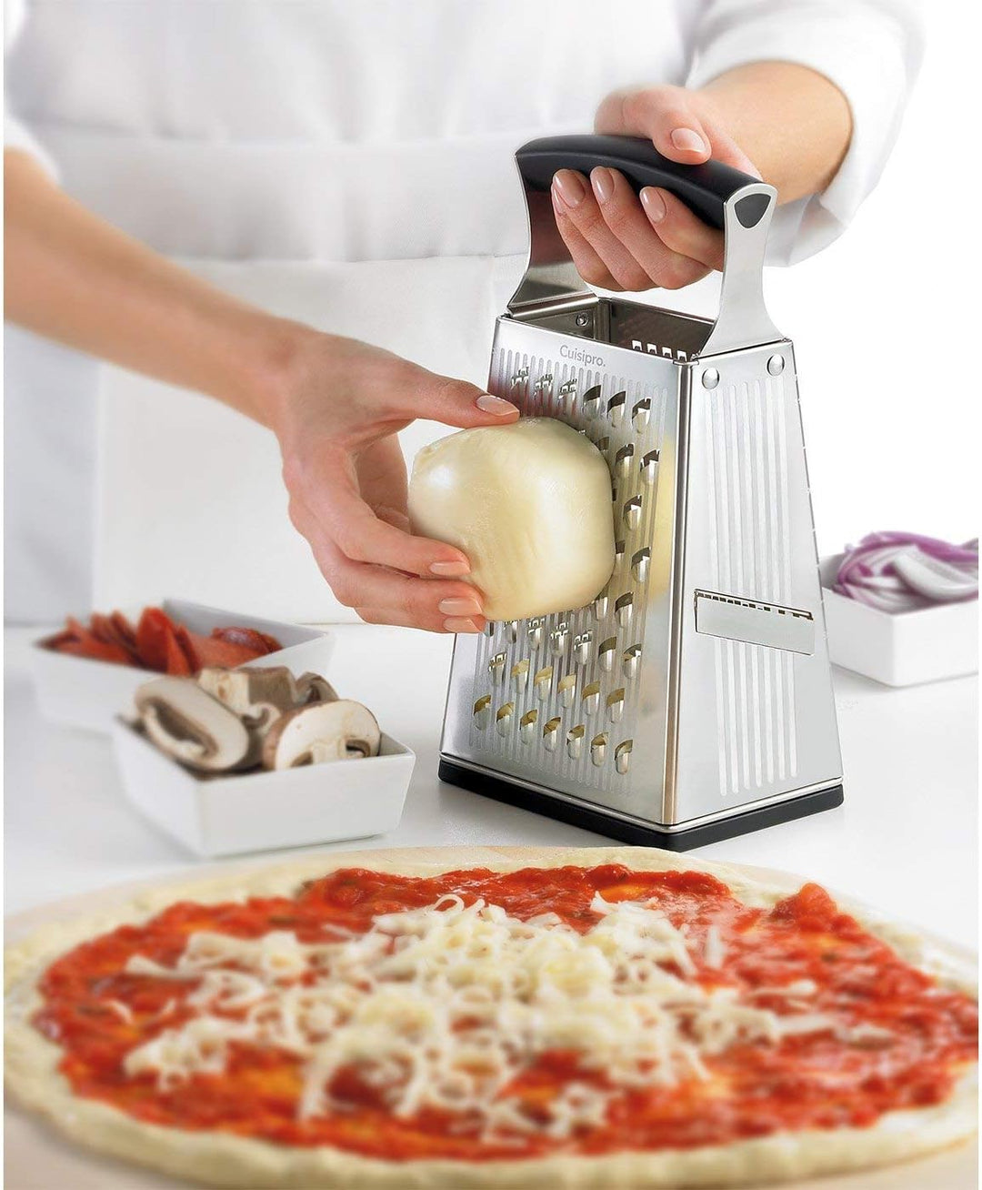 Cuisipro Stainless Steel 4-Sided Grater with Engraved Hollows - Silver