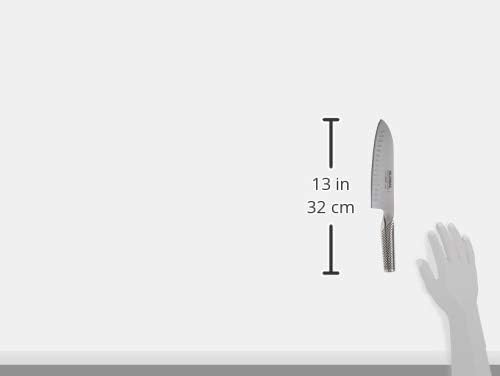 Couteau Santoku à sol creux Global de 7 pouces - Argent 