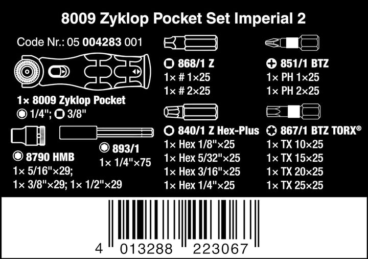 Wera 8009 Pocket Set Imperial 2