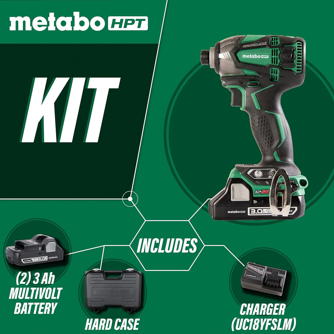 Metabo HPT 18V Cordless Impact Driver Kit - IP56 Compliant