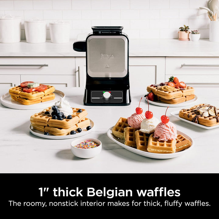 Ninja Belgian Waffle Maker Nonstick - Black & Silver