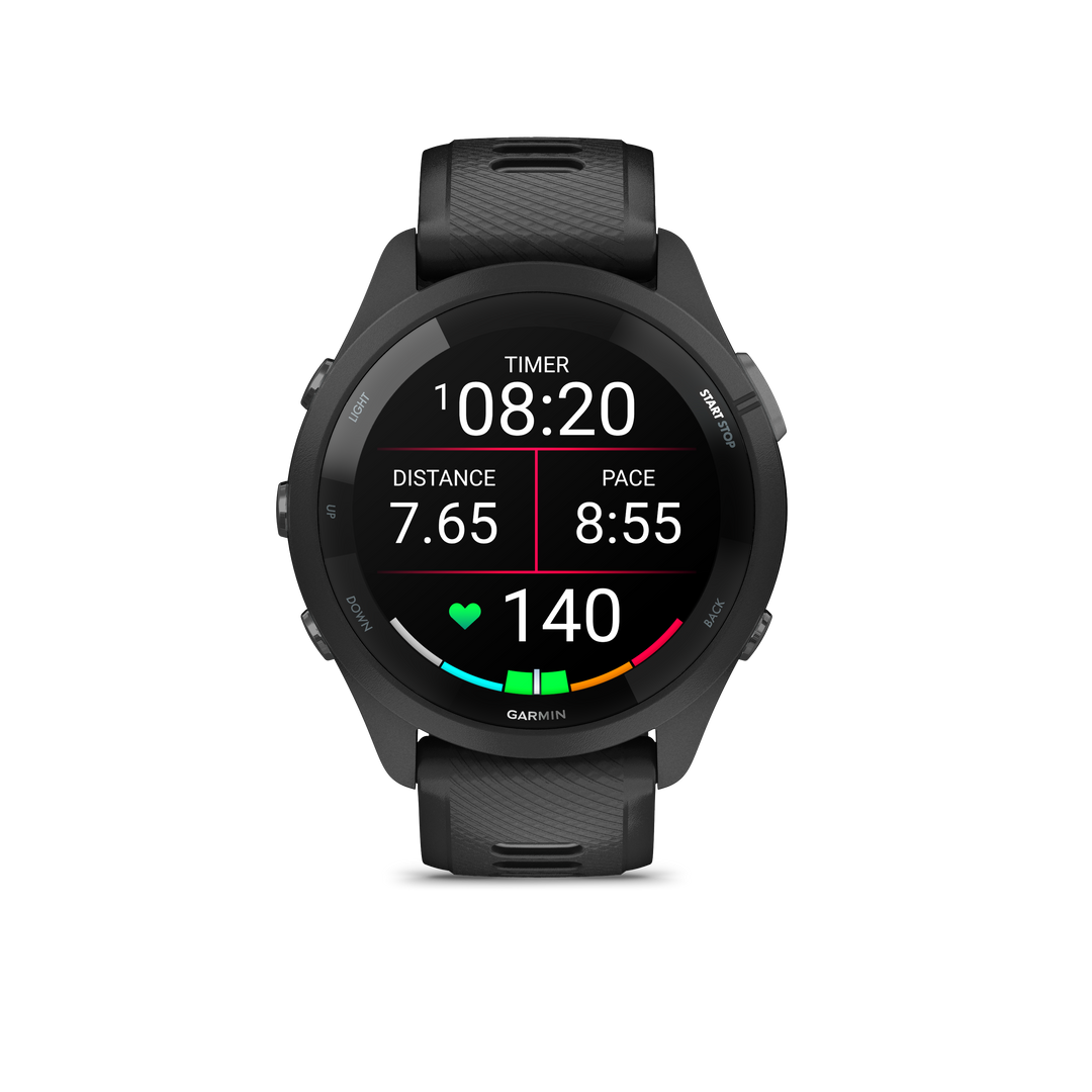 Garmin Forerunner 265 44mm Running Smartwatch - Black and Powder Gray