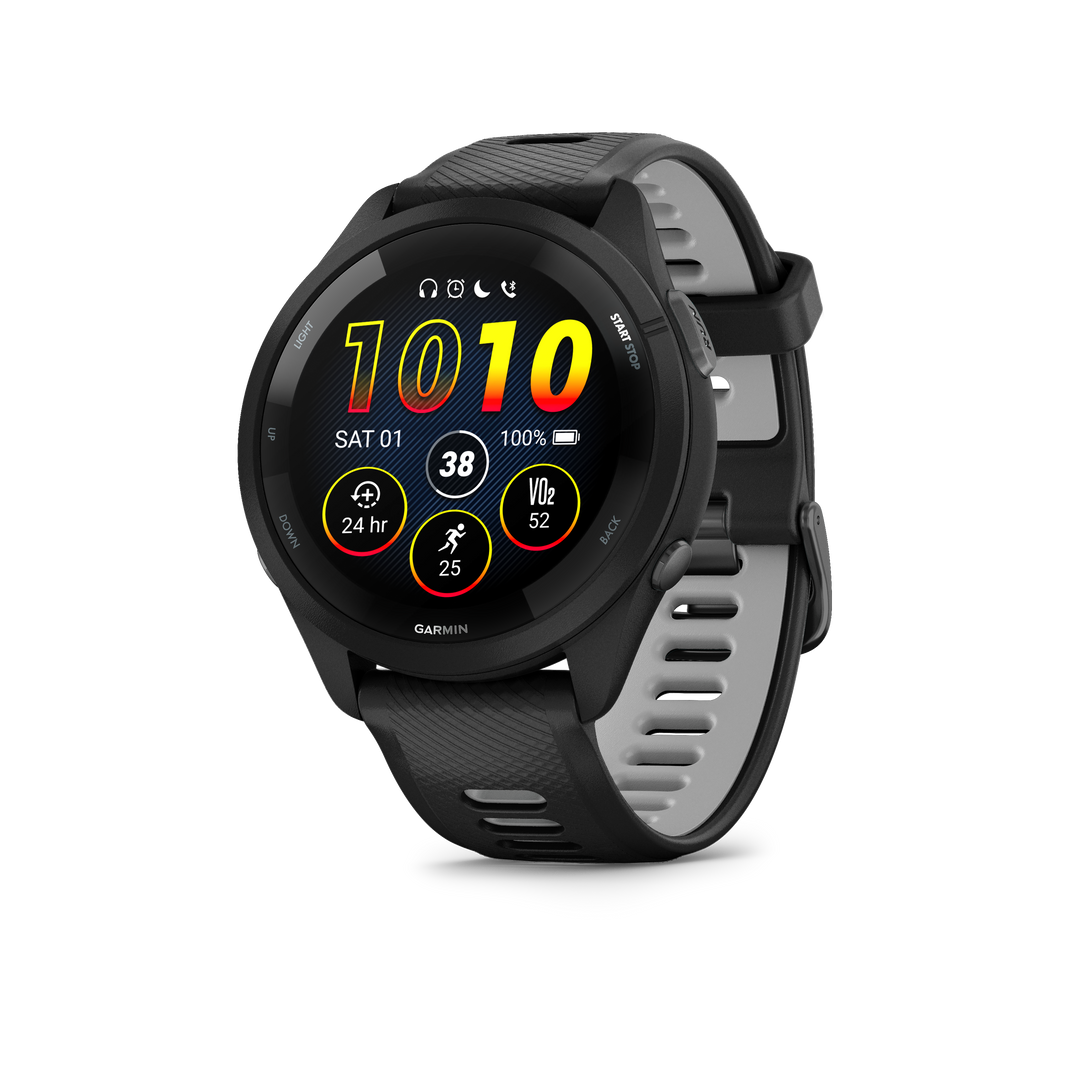 Garmin Forerunner 265 44mm Running Smartwatch - Black and Powder Gray