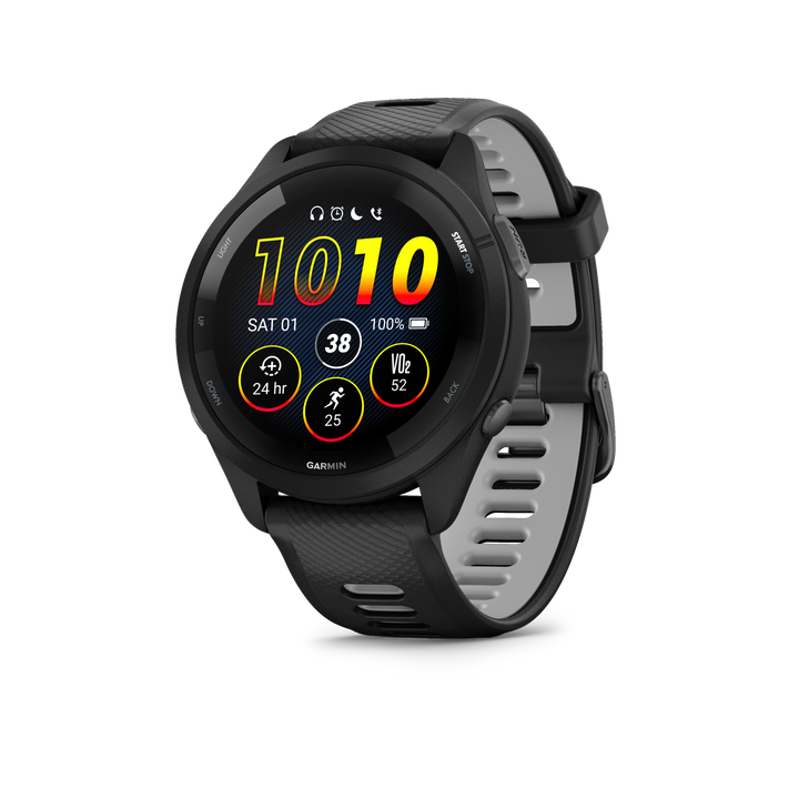 Garmin Forerunner 265 44mm Running Smartwatch - Black and Powder Gray