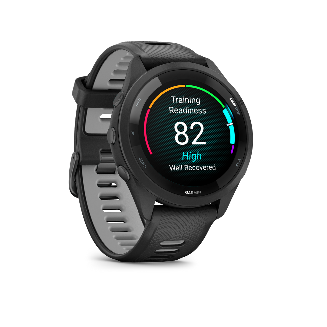 Garmin Forerunner 265 44mm Running Smartwatch - Black and Powder Gray