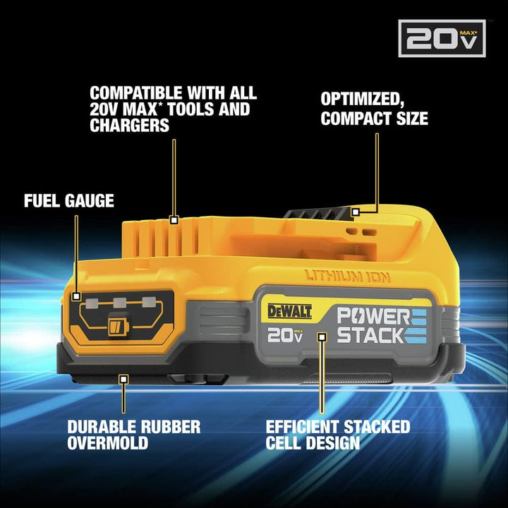 Kit de démarrage Dewalt 20V Max avec batterie compacte Powerstack et chargeur