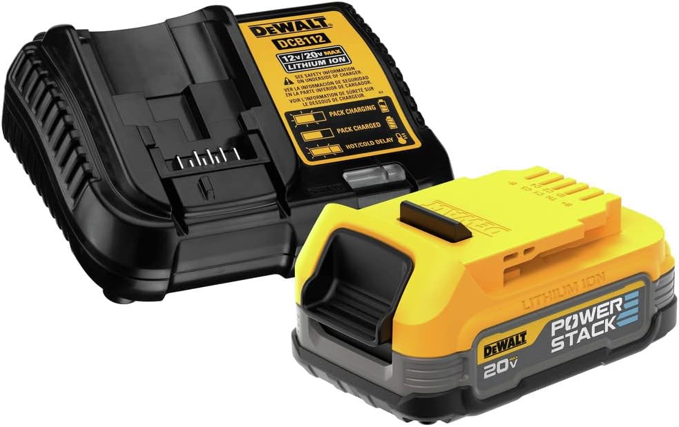 Kit de démarrage Dewalt 20V Max avec batterie compacte Powerstack et chargeur
