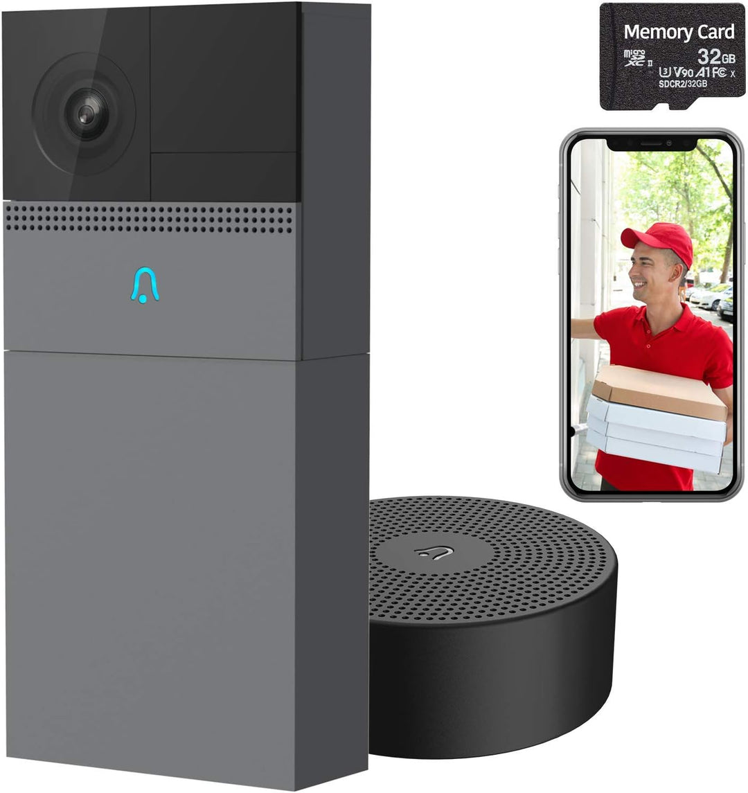 Laxihub Rechargable Battery Wi-Fi 1080P Video Doorbell with Wireless Jingle & SD card