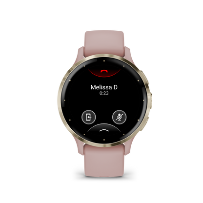 Garmin-Venu 3S Soft Gold Stainless Steel Bezel with Dust Rose Case and Silicone Band