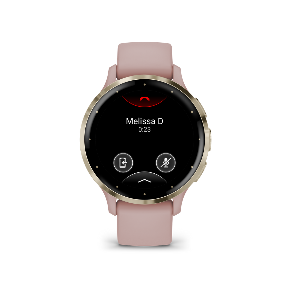 Garmin-Venu 3S Soft Gold Stainless Steel Bezel with Dust Rose Case and Silicone Band