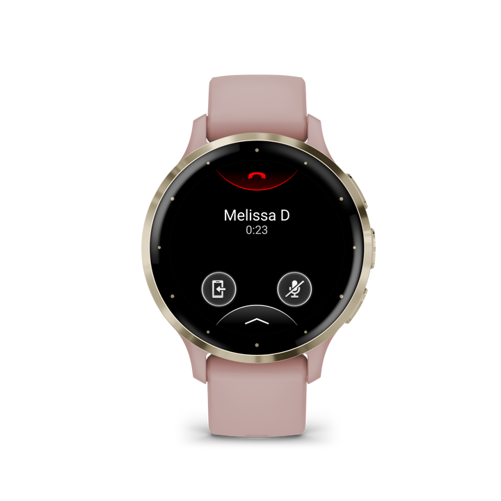 Garmin-Venu 3S Soft Gold Stainless Steel Bezel with Dust Rose Case and Silicone Band