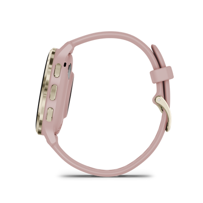 Garmin-Venu 3S Soft Gold Stainless Steel Bezel with Dust Rose Case and Silicone Band