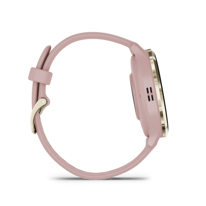 Garmin-Venu 3S Soft Gold Stainless Steel Bezel with Dust Rose Case and Silicone Band