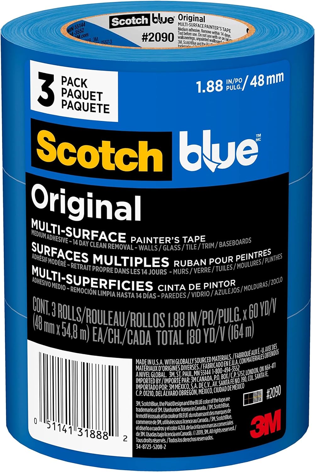 ScotchBlue Multi-Surface Painter Tape 48 mm - 3 Rolls