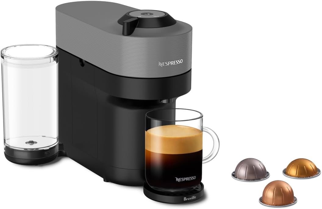 Machine à café et à espresso Nespresso Vertuo Pop+ de Breville - Gris foncé