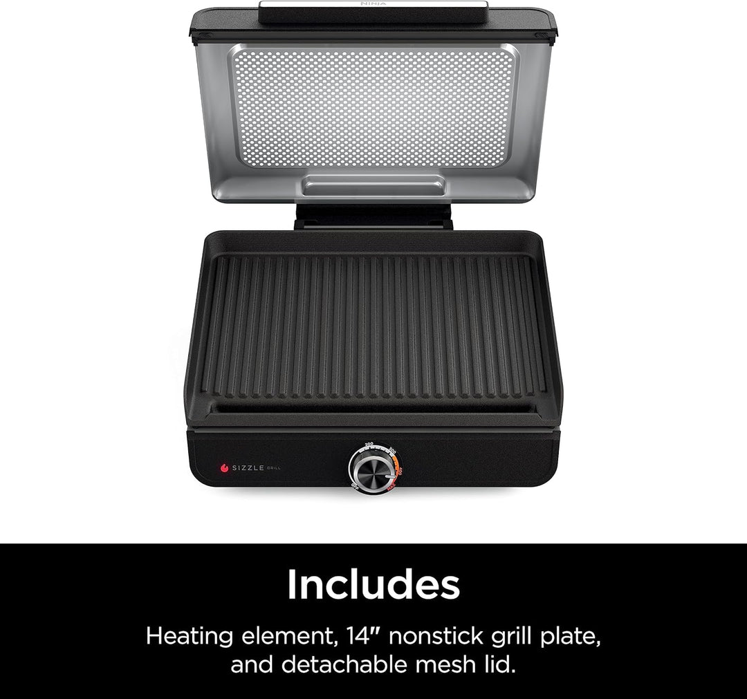 Ninja 14'' Nonstick Sizzle Smokeless Indoor Grill - Black & Silver