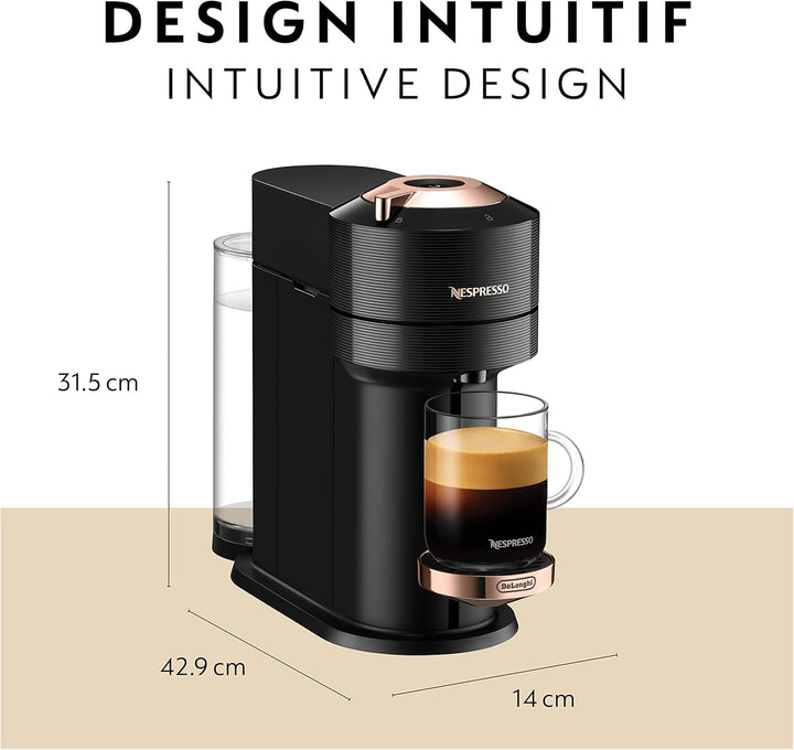 Nespresso Vertuo Next Coffee and Espresso Machine by De'Longhi - Black & Rose Gold