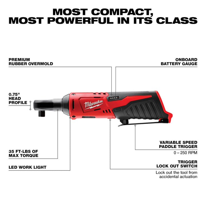 Milwaukee M12 3/8" Cordless Sub-Compact with Variable Speed Trigger