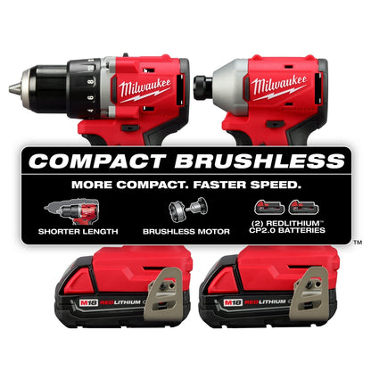 Kit combiné compact sans balais Milwaukee avec perceuse et visseuse à percussion