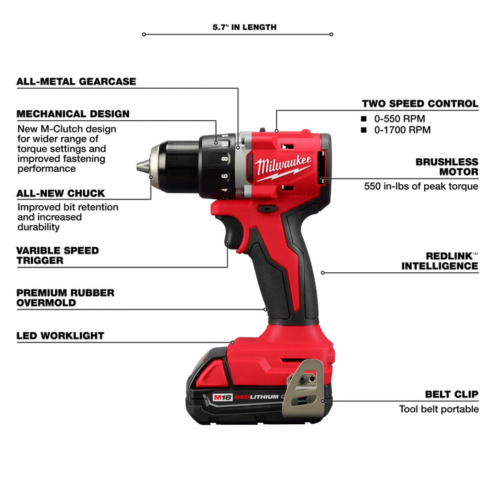 Milwaukee Compact Brushless Combo Kit with Drill Driver & Impact Driver