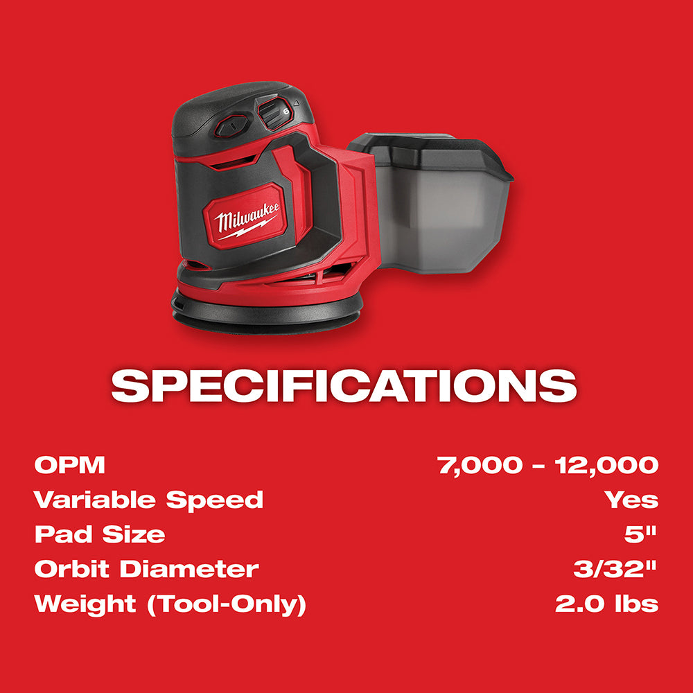 Milwaukee M18 Outils électriques Ponceuse orbitale aléatoire