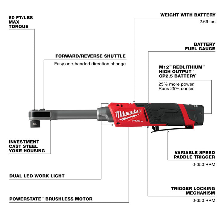 Milwaukee M12 Extended Reach Box Ratchet