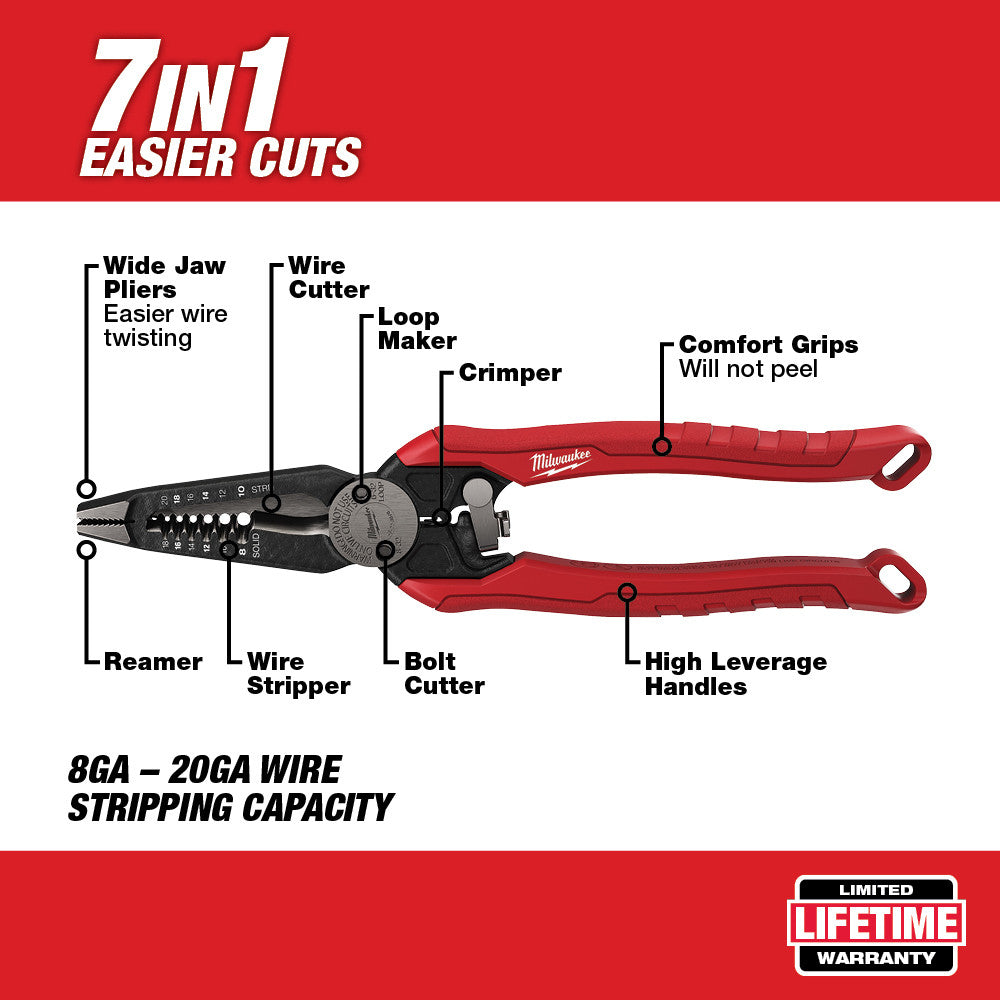 Milwaukee 7 in 1 High Leverage Combination Pliers