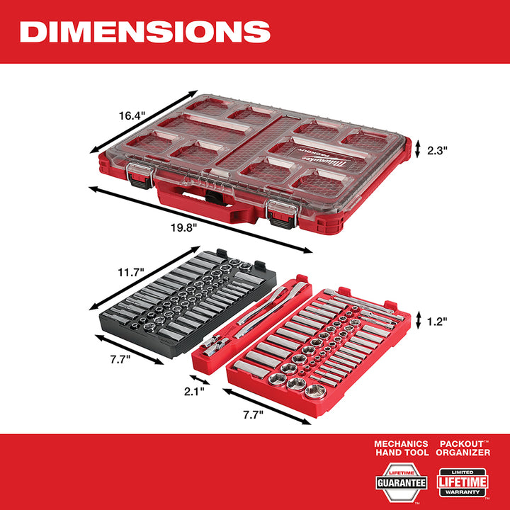 Milwaukee 1/4" & 3/8" Ratchet & Socket Set - SAE -106 PC