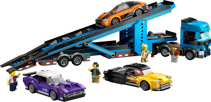 Lego City Car Transporter Truck with 4 Sports Cars