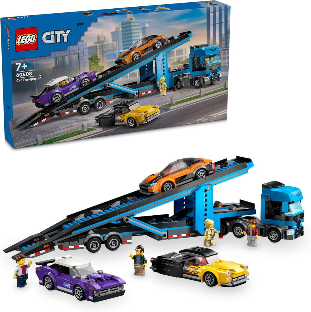 Lego City Car Transporter Truck with 4 Sports Cars