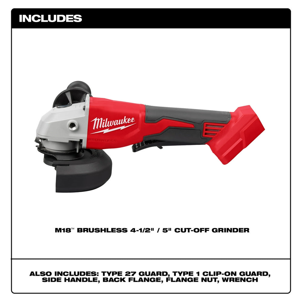 Meuleuse sans fil Milwaukee 18V 4.5" à 5" avec interrupteur à palette - Outil seulement