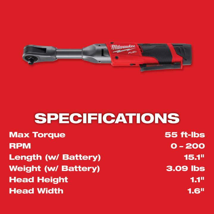 Milwaukee 3/8" Extended Reach Ratchet 1 -Battery Kit