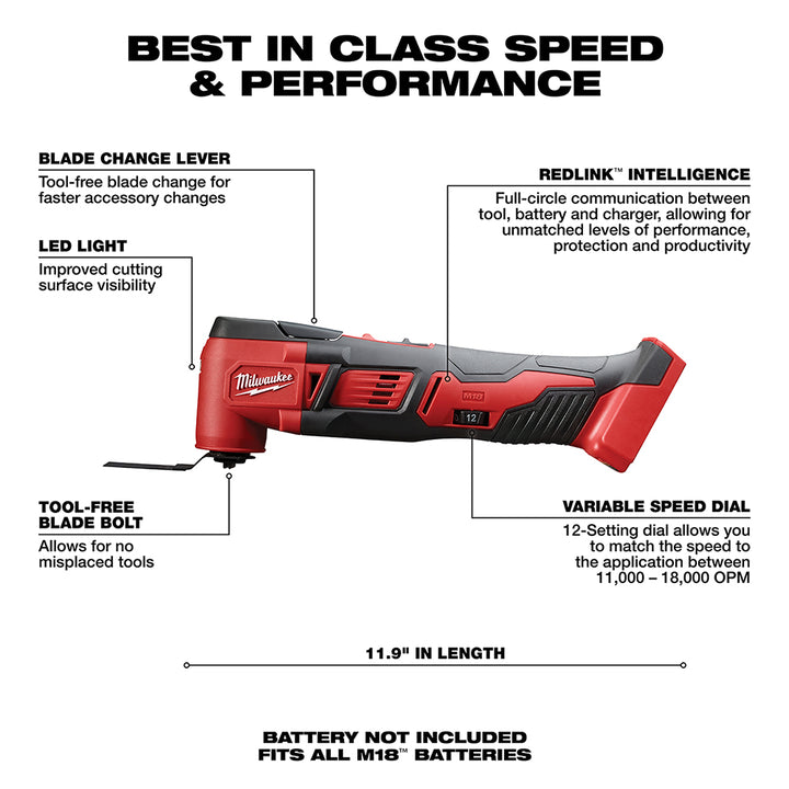 Milwaukee M18 18V Lithium-ion Multifunction Wireless with Wood Cutting Blades and Sanding Pad with Sheets Included