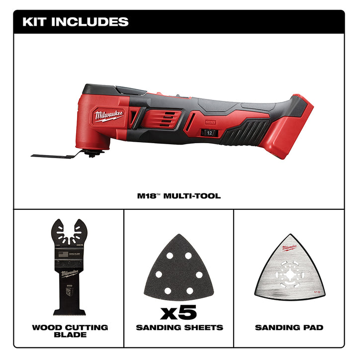 Milwaukee M18 18V Lithium-ion Multifunction Wireless with Wood Cutting Blades and Sanding Pad with Sheets Included