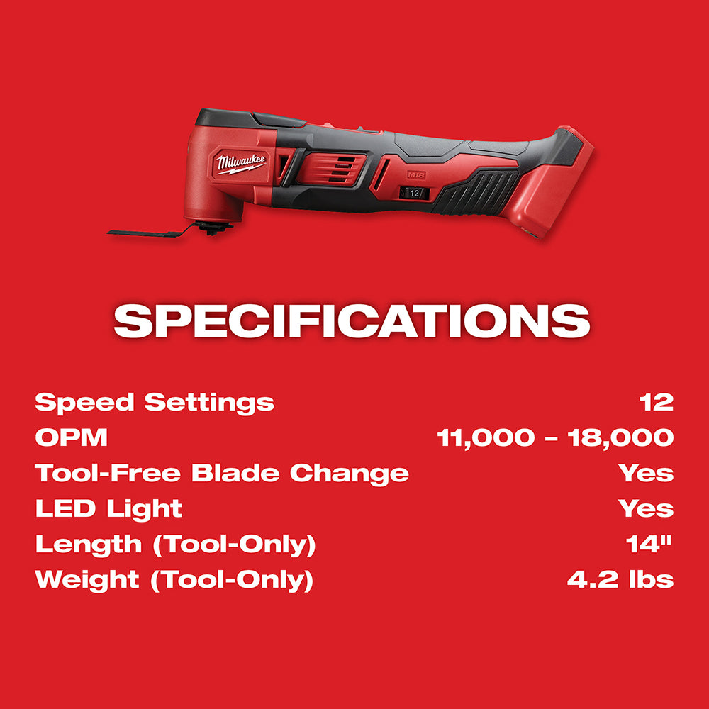 Milwaukee M18 18V Lithium-ion Multifunction Wireless with Wood Cutting Blades and Sanding Pad with Sheets Included