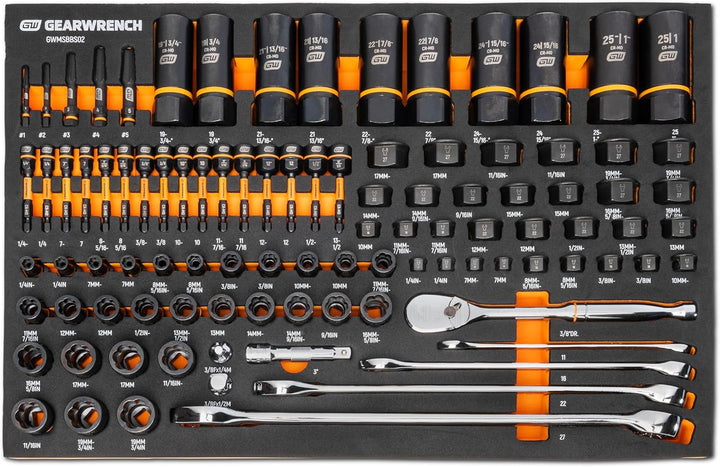 Gearwrench 1/4" 3/8" & 1/2" Drive Drive Bolt Biter Mechanics Tool Set in Foam Storage Tray - 97 Piece