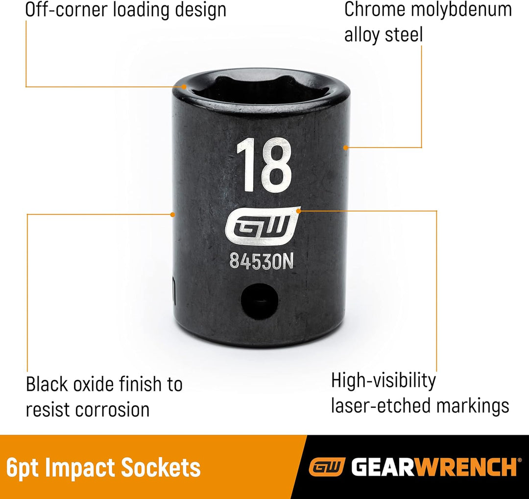 Gearwrench 3/8" Drive Standard & Deep SAE Master Impact Socket Set - 80 Piece