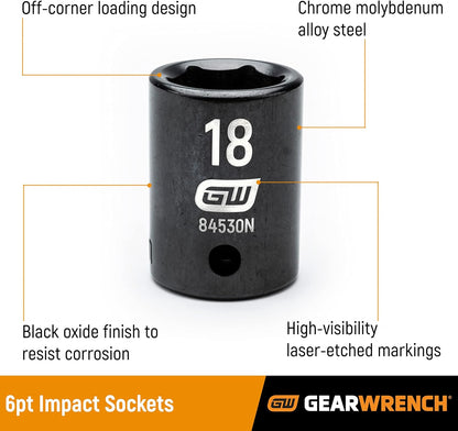 Gearwrench 3/8" Drive Standard & Deep SAE Master Impact Socket Set - 80 Piece
