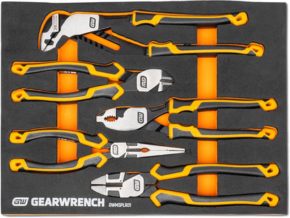 Gearwrench Pitbull Cushion Grip Pliers Set in Foam Storage Tray - 5 Piece