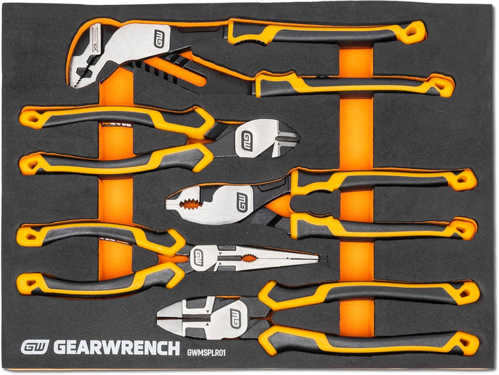 Gearwrench Pitbull Cushion Grip Pliers Set in Foam Storage Tray - 5 Piece