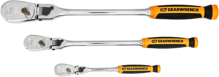 Gearwrench 1/4" 3/8" & 1/2" Drive 90 Tooth Flex-Head Ratchet Set - 3 Piece