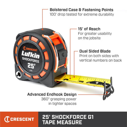 Lufkin 1-3/16" x 25' Ruban à mesurer double face