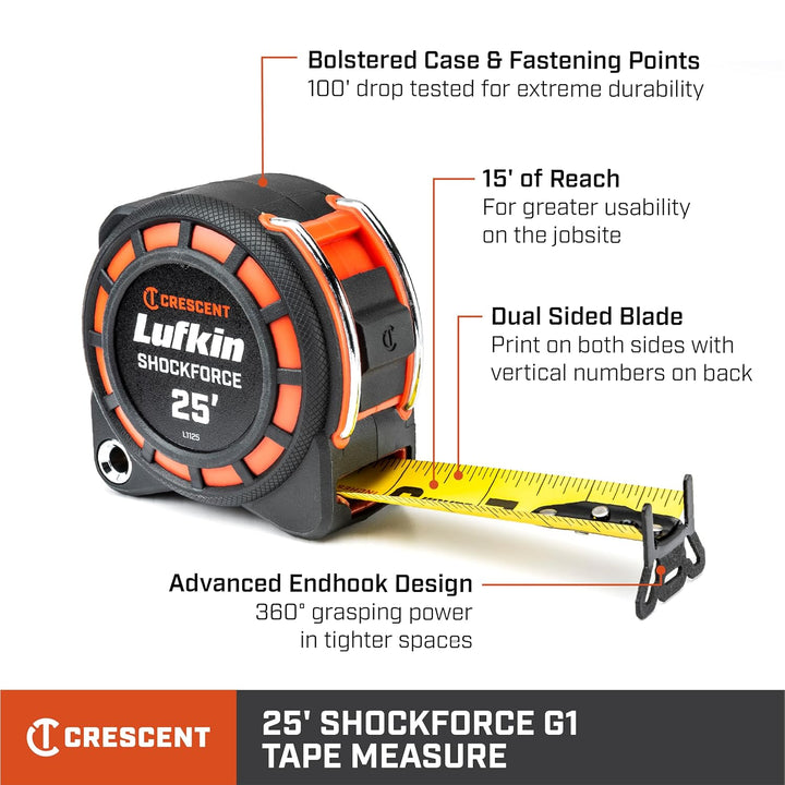 Lufkin 1-3/16" x 25' Dual Sided Tape Measure